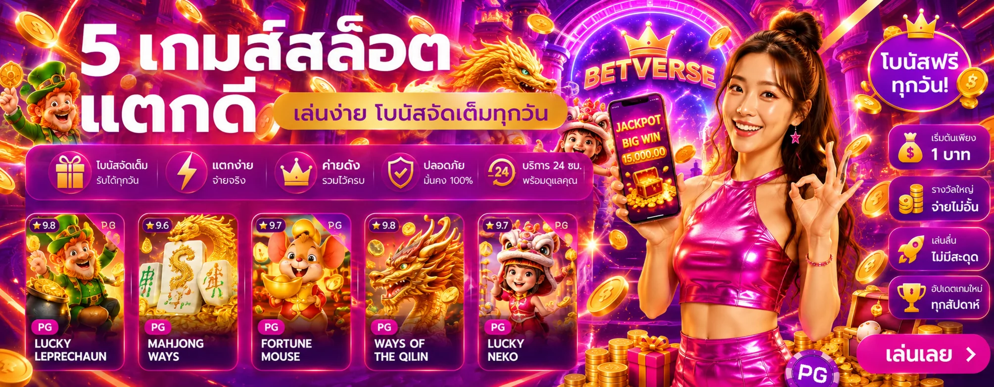 เกม PG Soft และค่ายสล็อตบน BETVERSE
